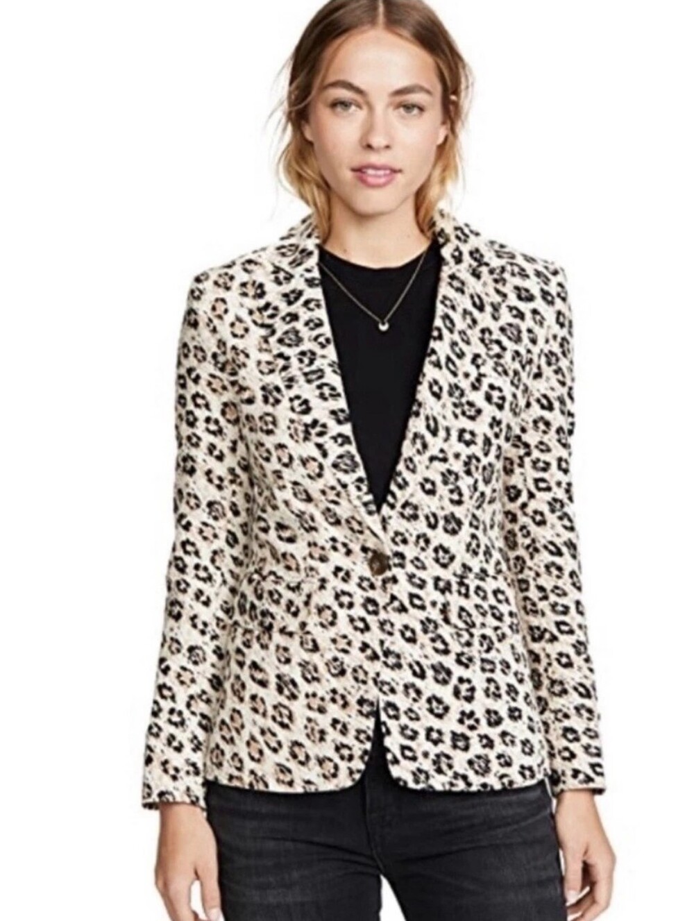 Joie Women’s 100% Cotton Leopard Blazer One Button Size 0